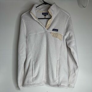 PATAGONIA Women's L Raw Linen White X-dye Re-Tool Snap T Pullover 25443 Polartec